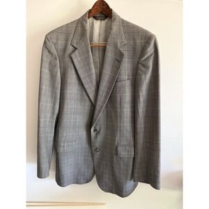 Vintage The May Co Glen Plaid Blazer Wool Jacket Grey Check Mens 42 Heritage